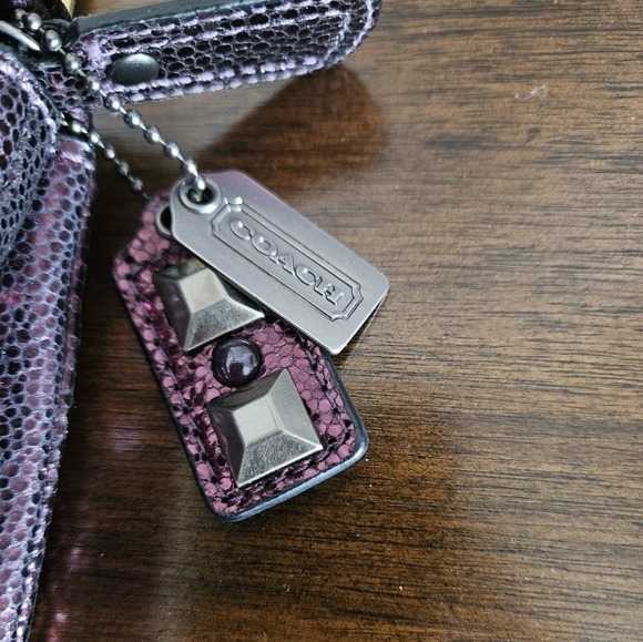 COACH Kristin Limited Edition Studded Metallic Leather Clutch - Boysenberry - Picture 3 of 12